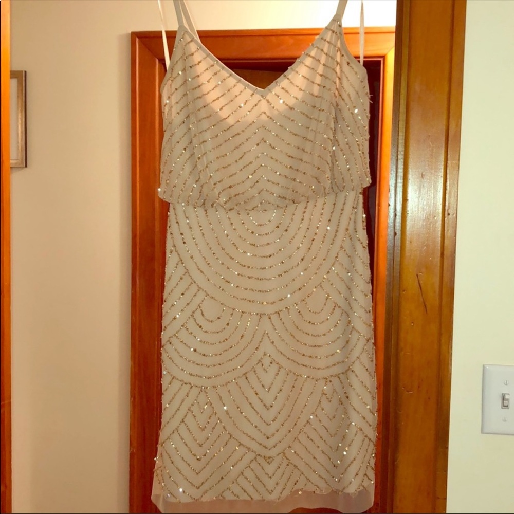 Gold Adrianna papell dress sequin dress